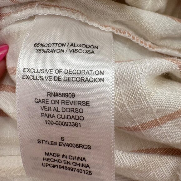 Every Women's Striped Button-Up Romper Sz Small Cotton/Rayon shorts long sleeve - Picture 3 of 5